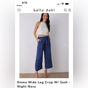 Bella Dahl wide crop leg pants with sash